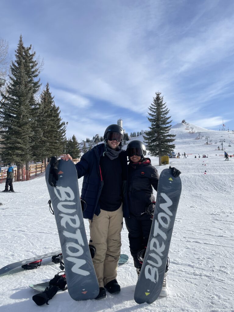 Photo of us after snowboarding class at Winsport