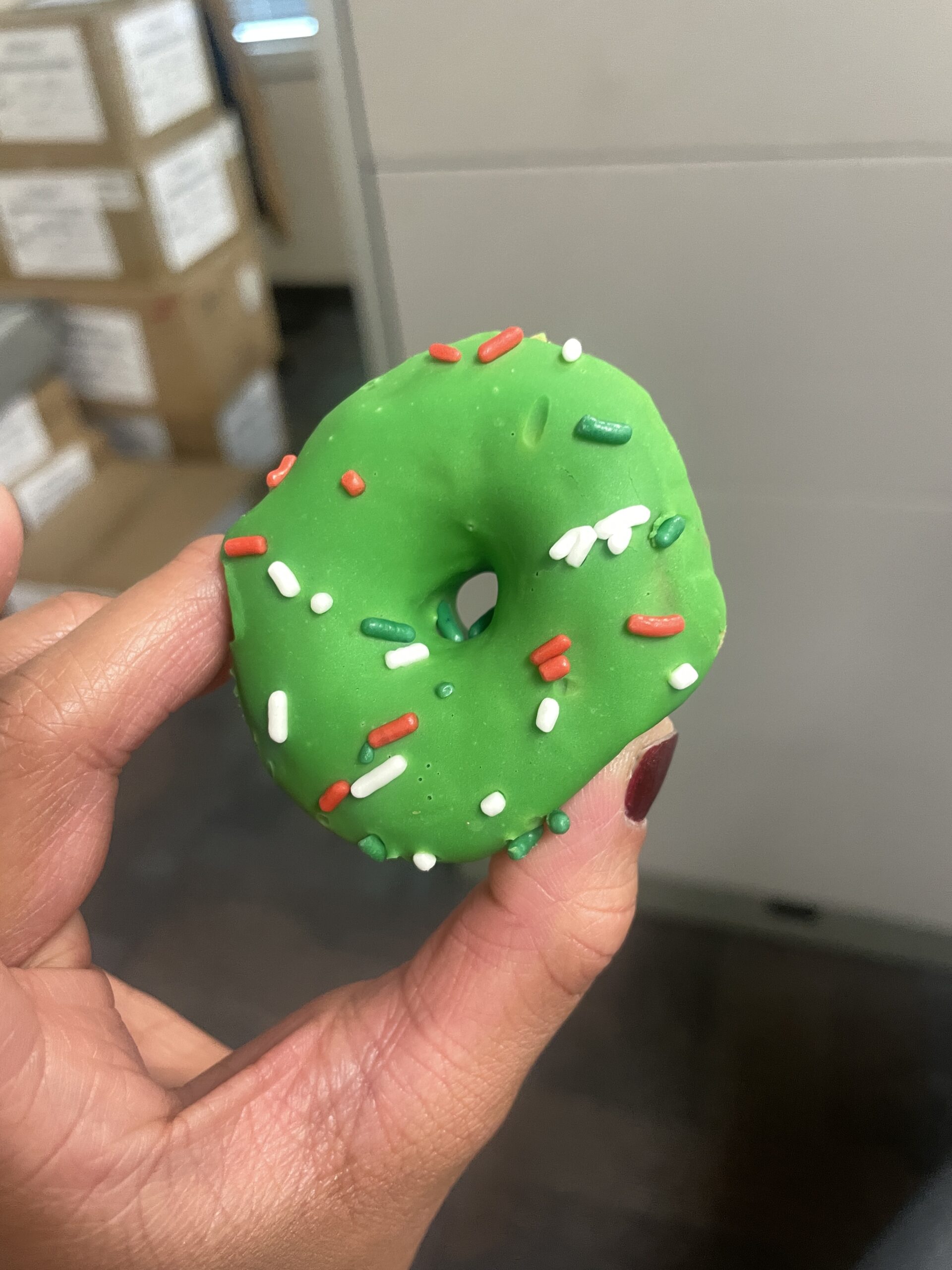 The office donut we can't eat because we're doing the 75 Hard challenge... it's like a sugary little enemy taunting us.