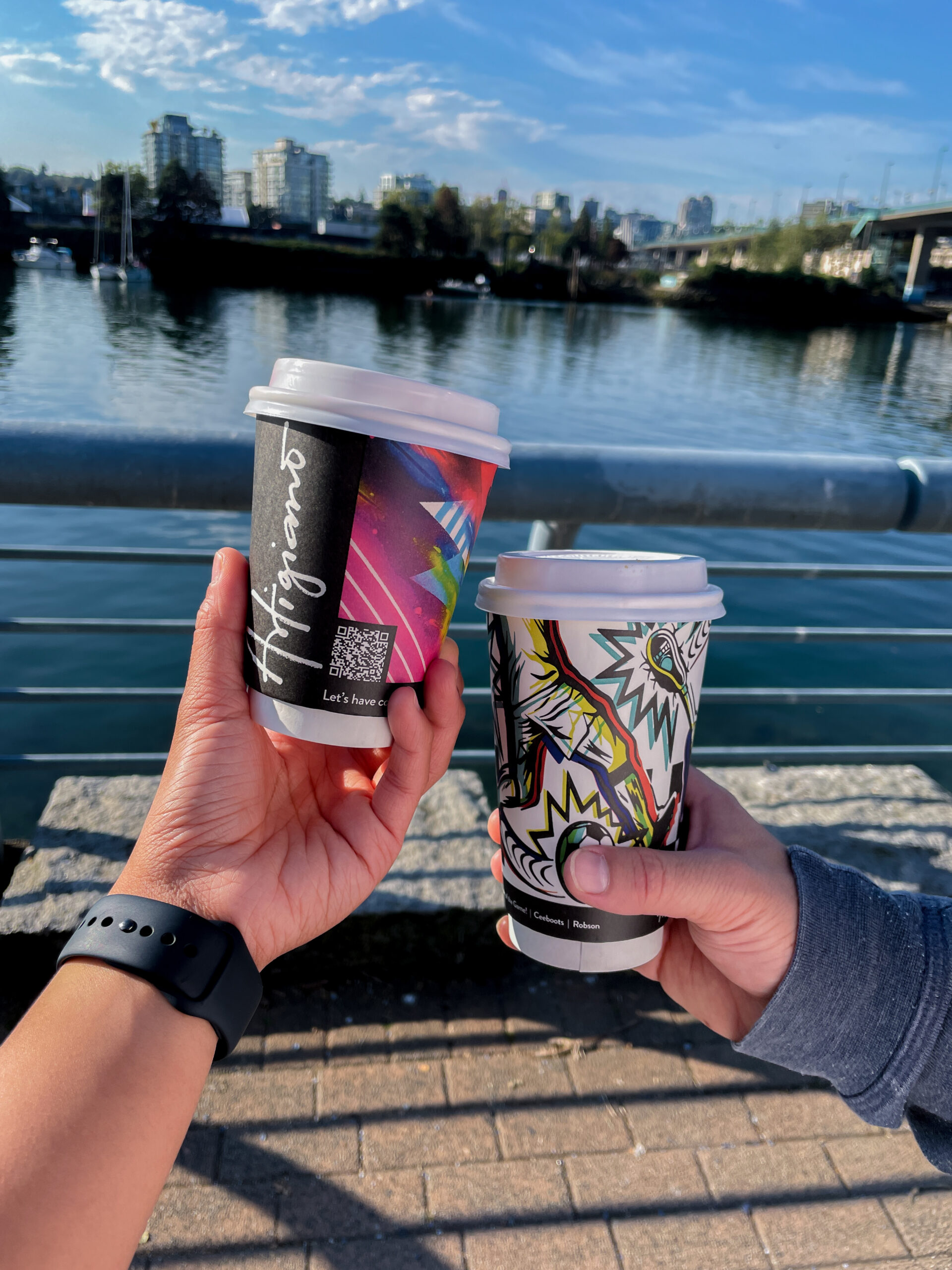 Savoring our last moments in Vancouver with Artigiano coffee and a peaceful walk by the water